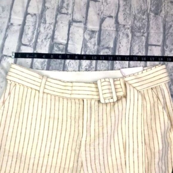Lane Bryant Linen Pinstripe Trousers High Rise Wide Leg Belted Flare Pants NEW - Picture 6 of 11